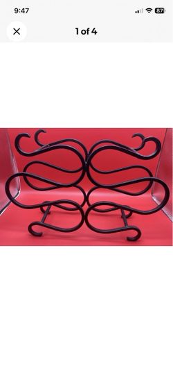 6 Bottle Black Iron Counter-Top Wine Bottle Rack 17” x 11” x 5”