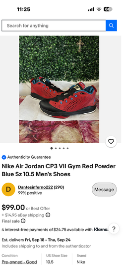 Nike Air Jordan CP3 VII Gym Red Powder Blue Sz 10.5 Men's Shoes