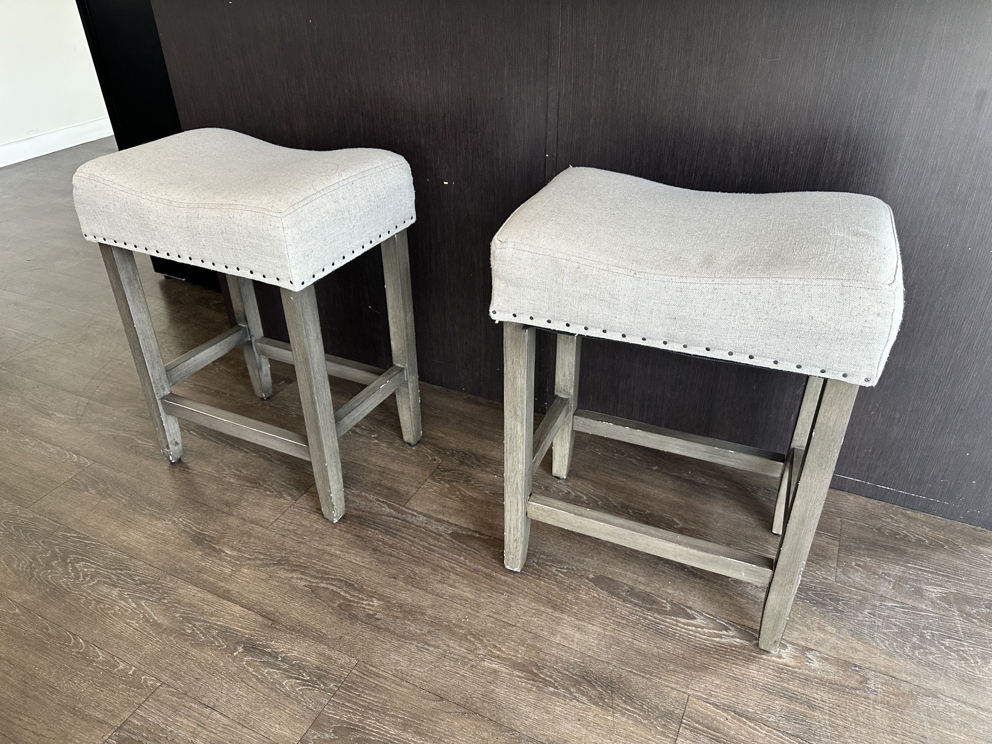 Grey Soft Padded Bar Stool (Pair)