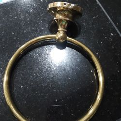 Never Used STAINLESS STEEL Gold TOWEL RING HOLDER With SCREWS 