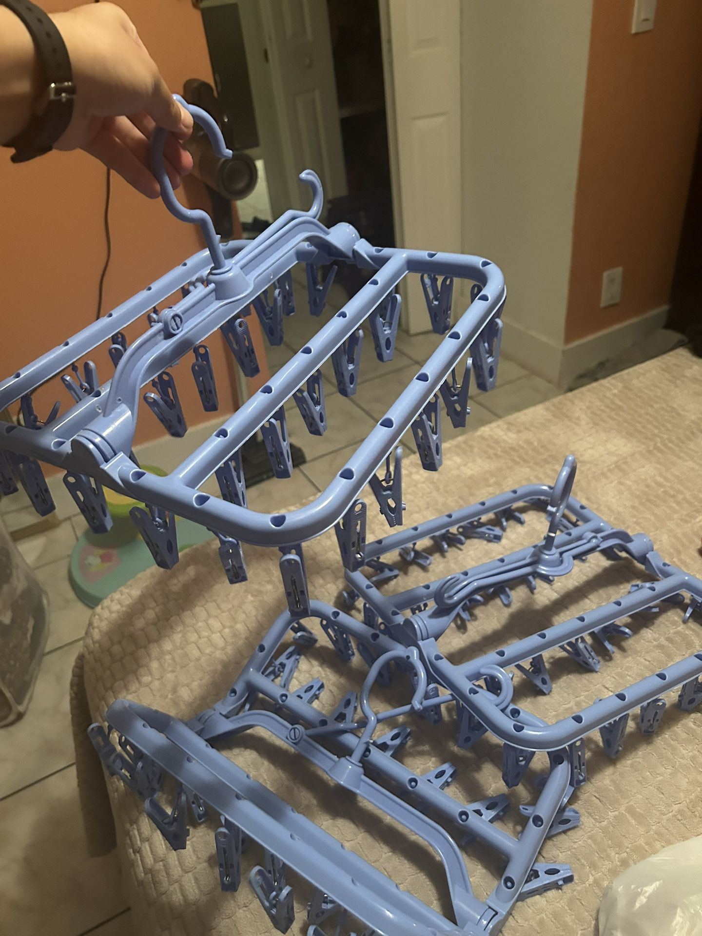 3 Clothes Drying Racks Foldable Clip Hangers