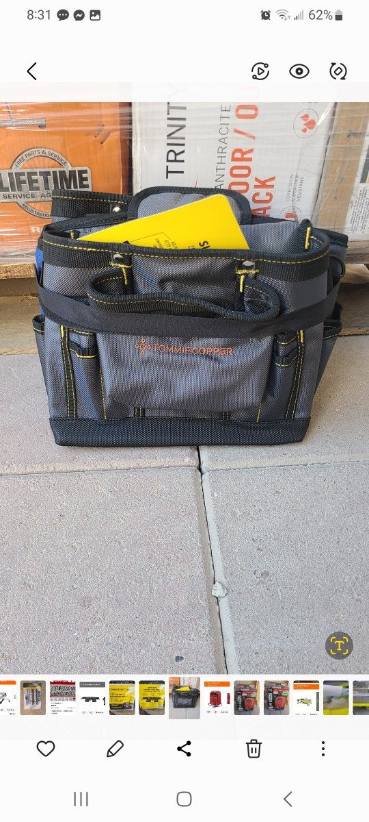 Tommie Copper Adjustable 2 bag 19 pocket Tool Belt With Back Support Brace