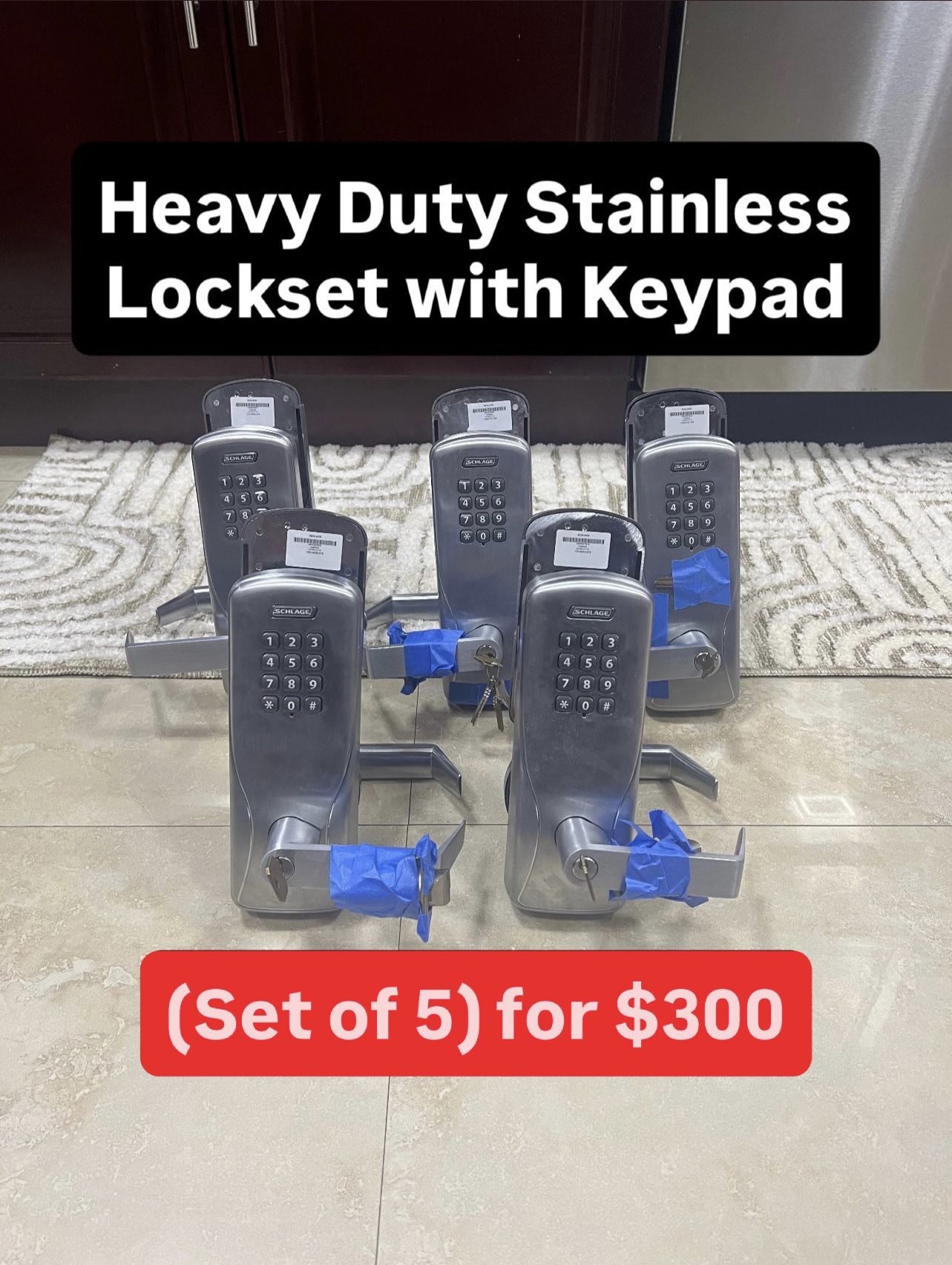 Heavy Duty Stainless Steel Lockset With Keypad (Set Of 5) Pickup Today!
