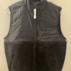 BRAND NEW WITH TAGS NEVER WORN Black and Gray Grey J Crew Zip Up Fleece Lined Vest Size S Small