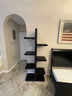 Modern Black Ladder Bookshelf