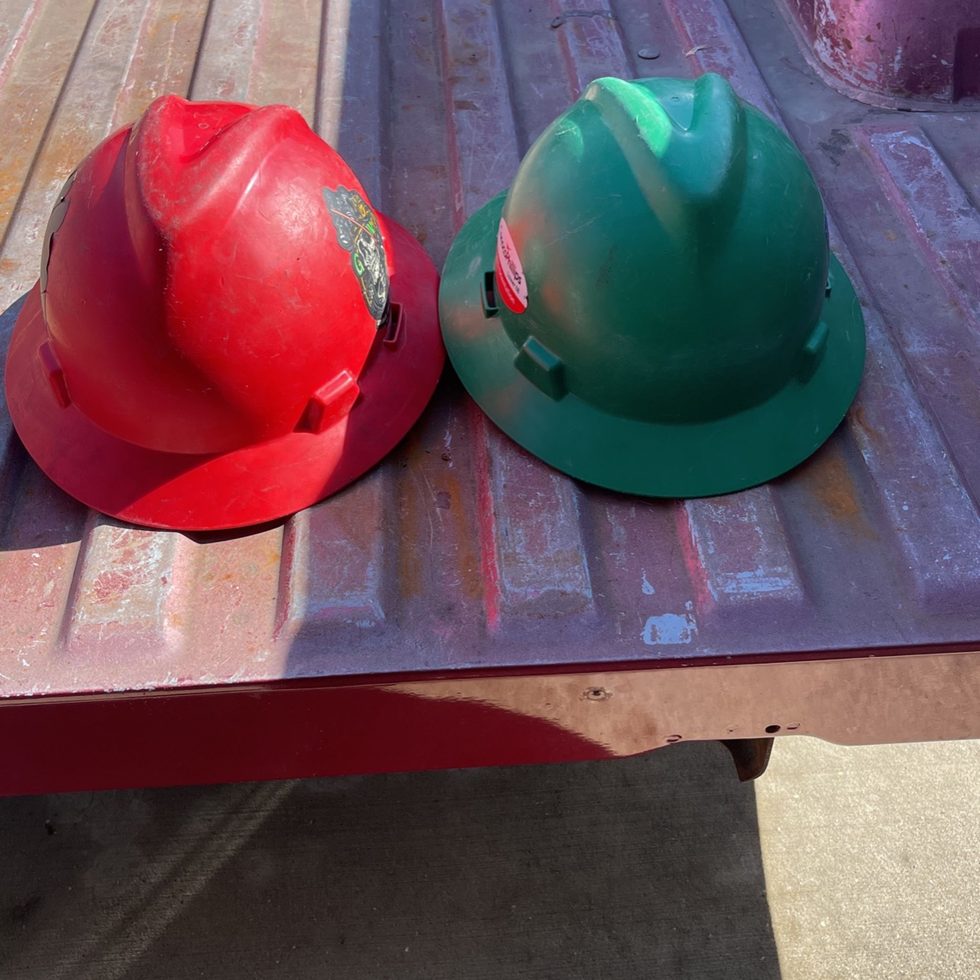 Two MSA Hard Hats