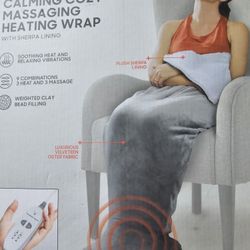 Brand NEW Sharper Image Calming Cozy Heating Blanket & Massager, Gray