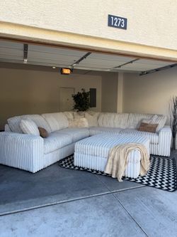 Large White Sectional Couch With Oversized Ottoman