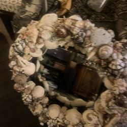 32” Seashell Wreath With Mirror