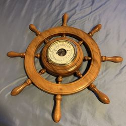Schatz 2’ Vintage Wooden Ship Wheel Barometer