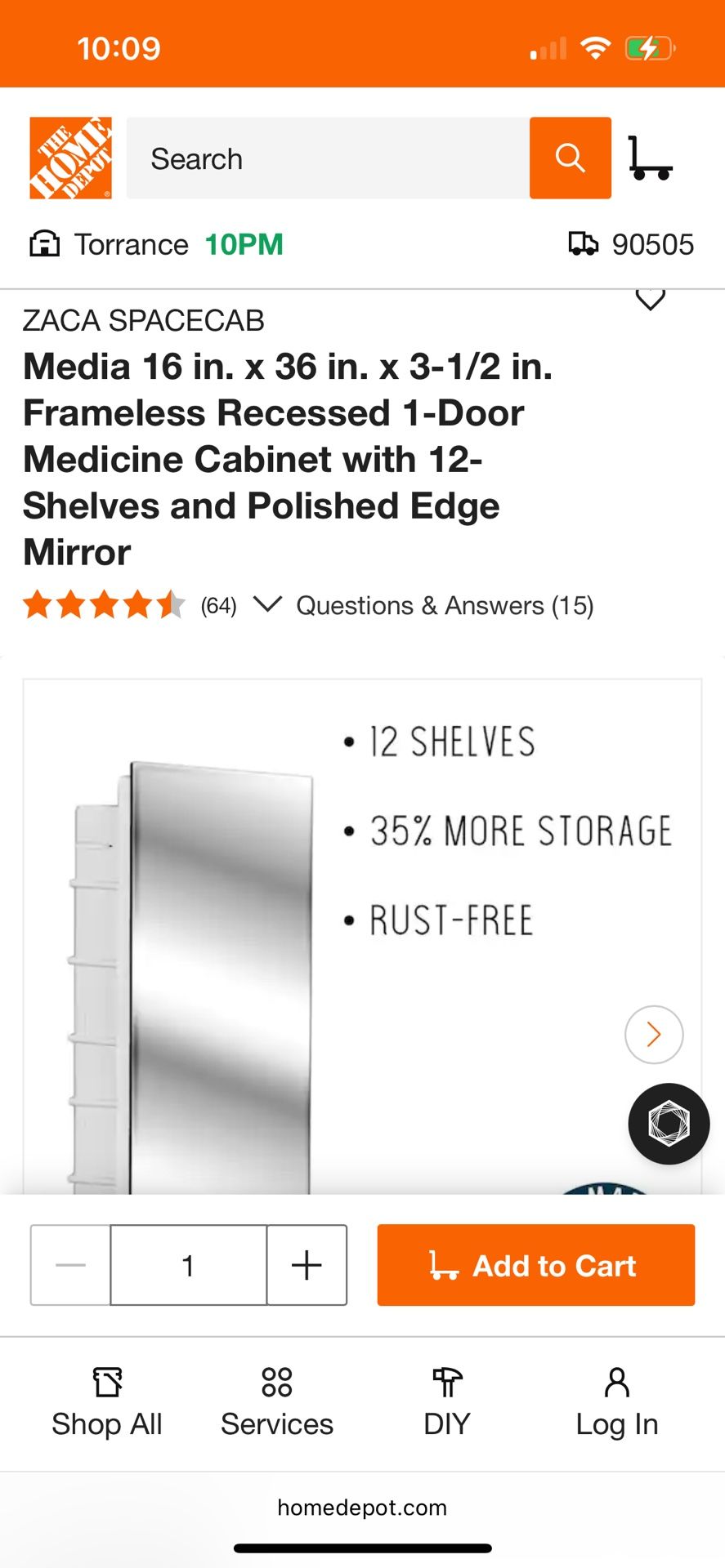 Zaca Medicine Cabinet 16x36