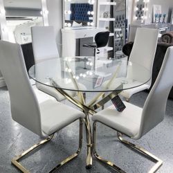 New 5pc Dining Set White And Gold In Box 📦 Finance Available No Credit Needed 