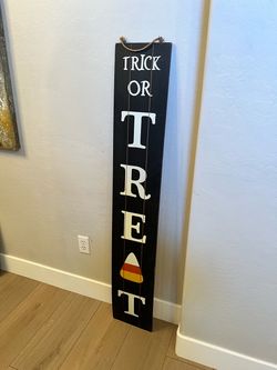 5 Foot Tall Reversible “Halloween” and “Trick or Treat” Sign For Front Porch Hanging Wall Sign