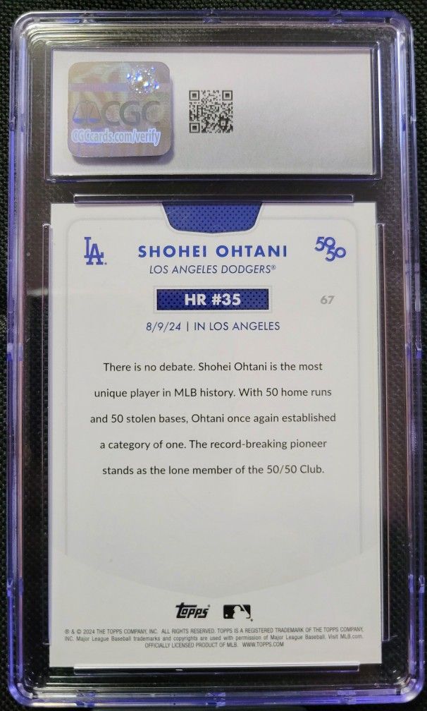 2024 Topps 50/50 #67 Shohei Ohtani CGC MINT+ 9.5 Angels Baseball Card