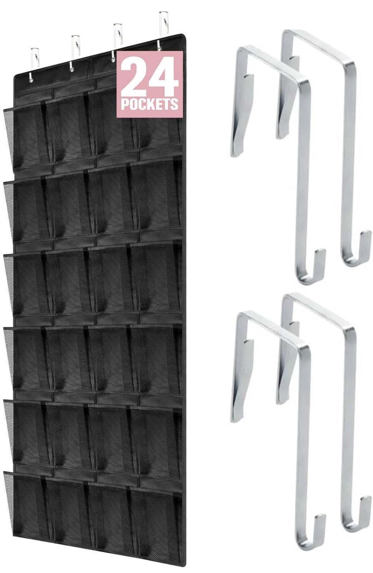 BRAND NEW Over the Door Shoe Organizer with 24 Extra Large Breathable Mesh Pockets, Holds Up to 50 lbs
