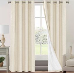 Blackout Linen Curtains, 52"x 102"