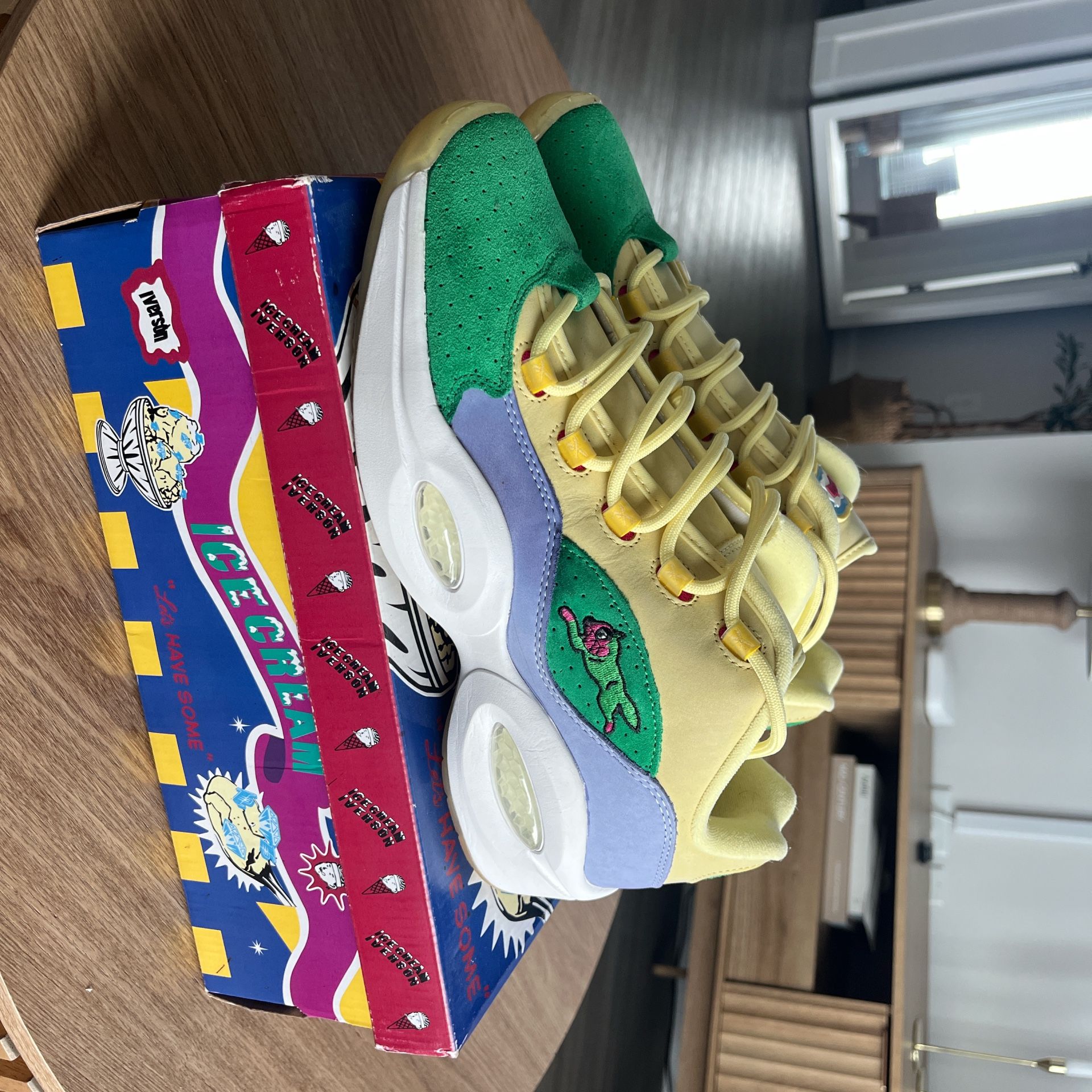 Reebok Question Low x BBC Ice Cream “Running Dog” (Yellow/Green)