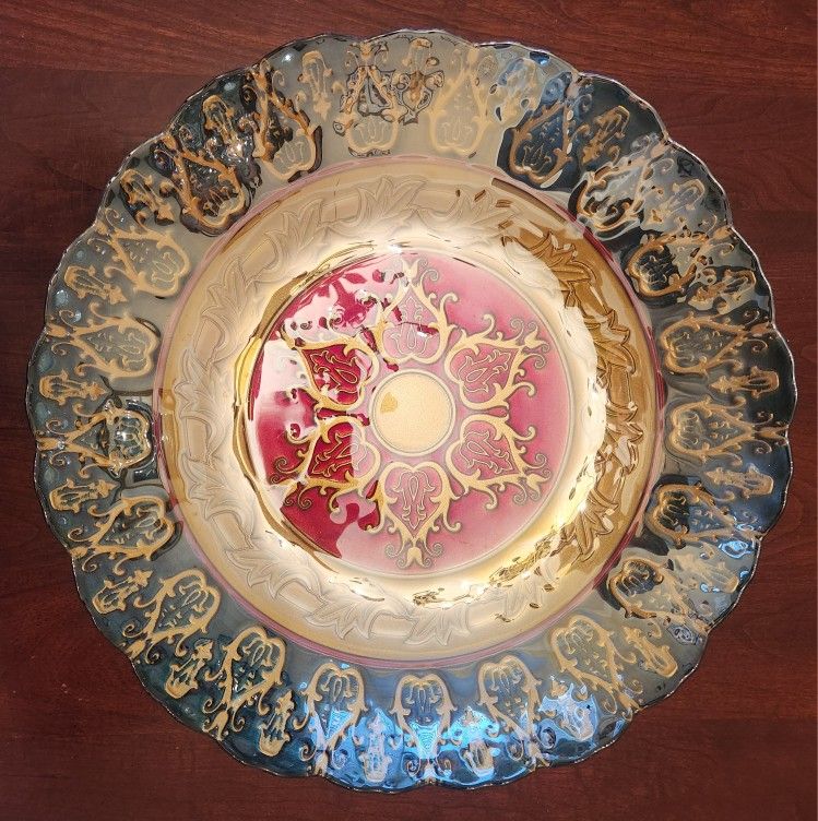 Topkapi Turkish Art Glass Centerpiece Bowl 12.5"