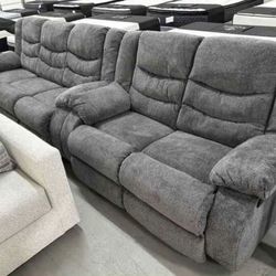 Loveseat Recliner, Gray Couch , Same day Delivery 