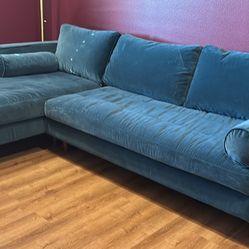Article teal velvet sofa