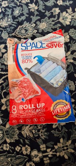Space Saver Premium Travel Roll-Up Storage Bags Double-Zip Seal 8 pack