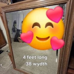 Glass Wood table. Big Wood Mirror $40 Each