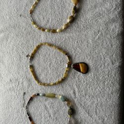 Lot Of Sterling Silver/Beautiful Stones Necklaces