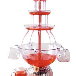 3-Tier Party Drink Dispenser – 1.5-Gallon Punch Fountain with LED Light Base and 5 Cups – Juice, Sod