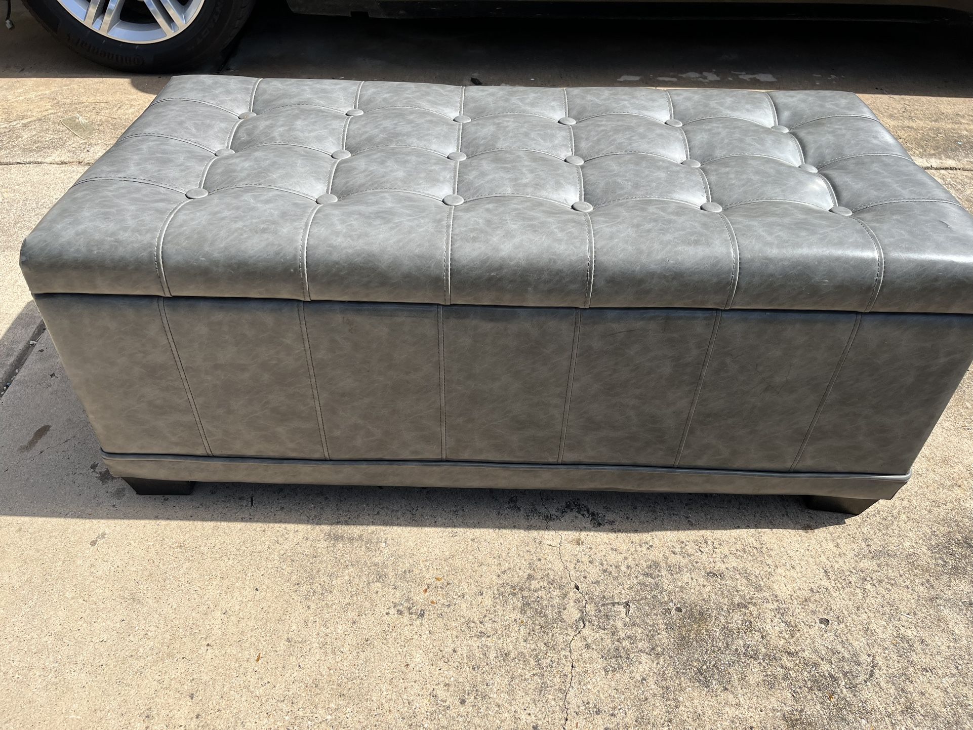 Tufted Faux Leather Storage