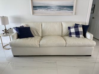 White Leather Sofa 90wide 42 high 36 deep
