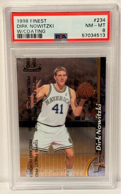 1998 Finest Dirk Nowitzki Rookie RC #234 w/ Coating PSA 8 Mavericks