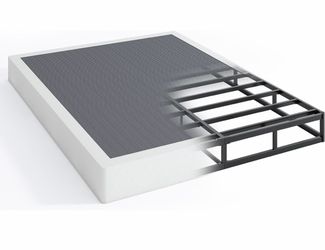 7 Inch Low Profile Box Spring Queen Size Sturdy Metal Frame Mattress Foundation, Easy Assembly, Quiet & Noise-Free,