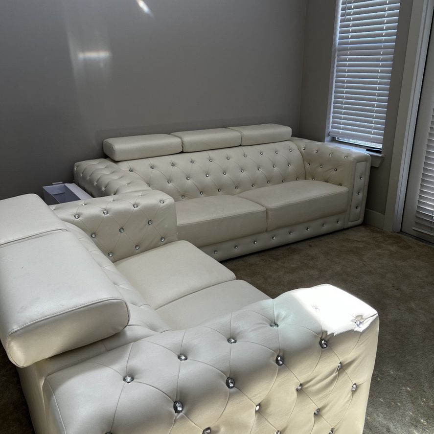 White Leather Couch For Sale 