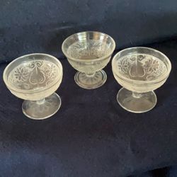 3 Vintage Depression Indiana Glass Co. Tiara Footed Sherbet Cups