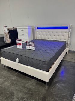 New Queen bed frame with mattress