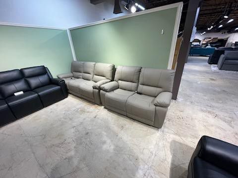 Real leather Power Reclining Sofa and Loveseat