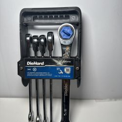 DieHard 5 Pc SAE Ratcheting Wrench Set Universal 90 Tooth Used