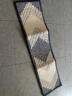 Woven Runner Rug Navy and Cream