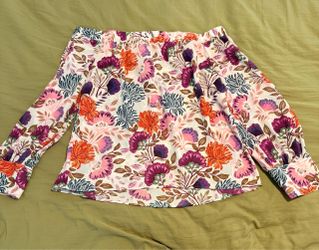 Floral Long Sleeve Blouse Off the Shoulder