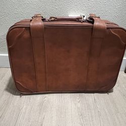 Vintage Brown Leather Suitcase 26 x 18 Travel Luggage 