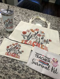 Teacher Canvas Tote Set