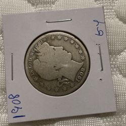 1908 Barber half dollar U.S Coin