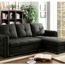 Brand New Dark Gray L-shaped Design Sectional Sofa Pull-out Sleeper
