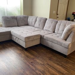 Gray Chenille Sectional Couch