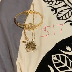 Gold Bracelet And Necklace $17
