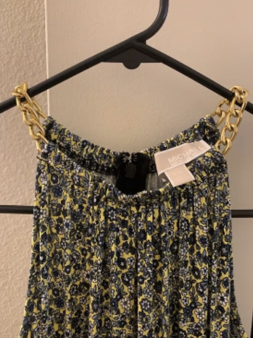 Michael Kors Blue And Yellow Flower Dress