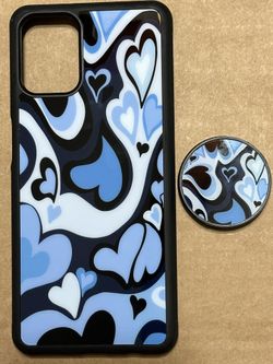 Samsung Galaxy A12 5G Kickstand Case, Blue Loveheart Design
