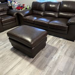 Top Grain Leather Couches ! Living Room Set ! Sofa Loveseat Chair And Ottoman ! Free Delivery
