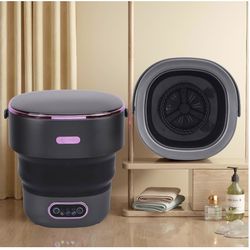 Portable Foldable Washing Machine, Automatic Mini Washer with Drain Hose – Ideal for Apartments, Dorms, and Hotels (US Plug)
