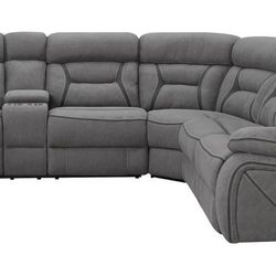 New Sectional Sofa With Three Power Recliners In Faux Suede
